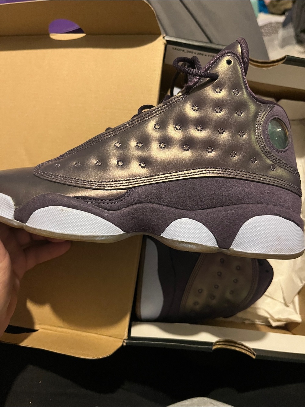 Jordan Kids Metallic Plum High-Top Sneakers